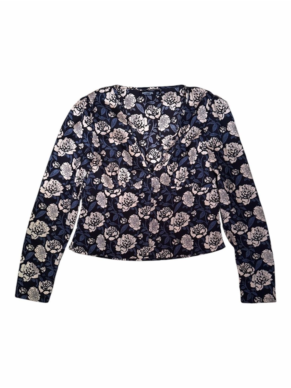 Nasty Gal Collection Floral V Neck Button Front Blouse Size 4